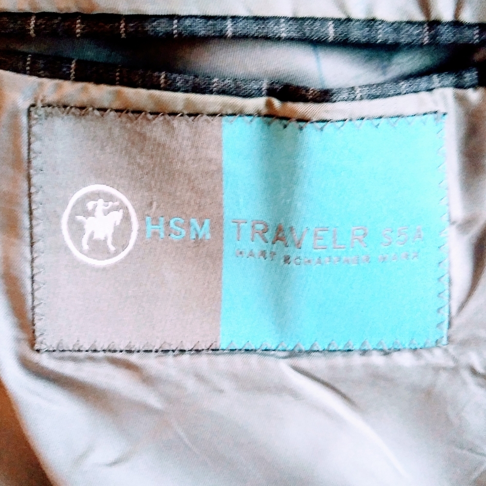 Saks Fifth Ave 2 Piece Anti-Wrinkle Grey Striped Suit 40L - Picture 7 of 10